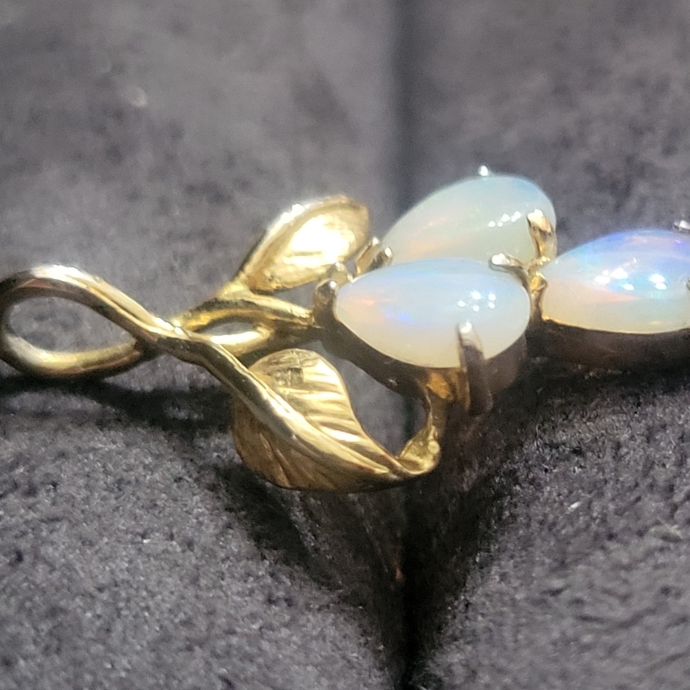 Gold and Opal Grape Pendant - Picture 2 of 2